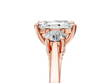 Rose gold Radiant Cut Diamond Three-Stone Engagement Ring with Prong Setting and Pavé Band_8