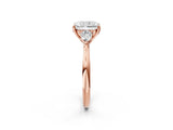 Rose gold Radiant Cut Diamond Three-Stone Ring with Pear Side Stones and Four-Prong Setting_72