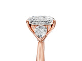 Rose gold Radiant Cut Diamond Three-Stone Ring with Pear Side Stones and Four-Prong Setting_75
