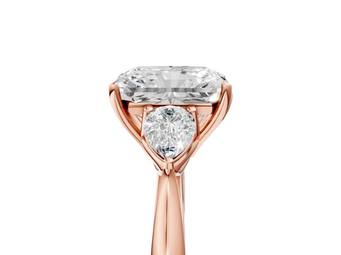 Rose gold Radiant Cut Diamond Three-Stone Ring with Pear with Moissanite side stone Side Stones and Prong Setting_5