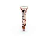 Rose gold Radiant Cut Diamond Twist Band Solitaire with Prong Setting_80
