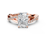 Rose gold Radiant Cut Diamond Twisted Band Engagement Ring with Prong Setting_15