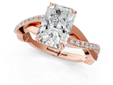 Rose gold Radiant Cut Diamond Twisted Band Engagement Ring with Prong Setting_16