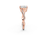 Rose gold Radiant Cut Diamond Twisted Band Engagement Ring with Prong Setting_17