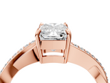 Rose gold Radiant Cut Diamond Twisted Band Engagement Ring with Prong Setting_19