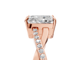 Rose gold Radiant Cut Diamond Twisted Band Engagement Ring with Prong Setting_20