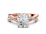Rose gold Radiant Cut Diamond Twisted Band with Pavé Setting and Four-Prong Setting_33