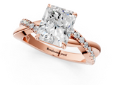 Rose gold Radiant Cut Diamond Twisted Band with Pavé Setting and Four-Prong Setting_34