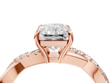 Rose gold Radiant Cut Diamond Twisted Band with Pavé Setting and Four-Prong Setting_37