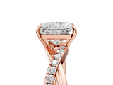 Rose gold Radiant Cut Diamond Twisted Band with Pavé Setting and Four-Prong Setting_38