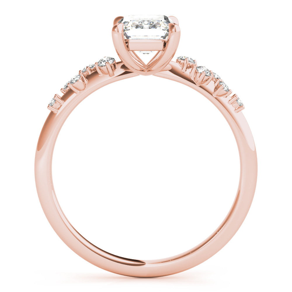 Rose gold Radiant Cut Diamond Vine Band with Four-Prong Setting 1