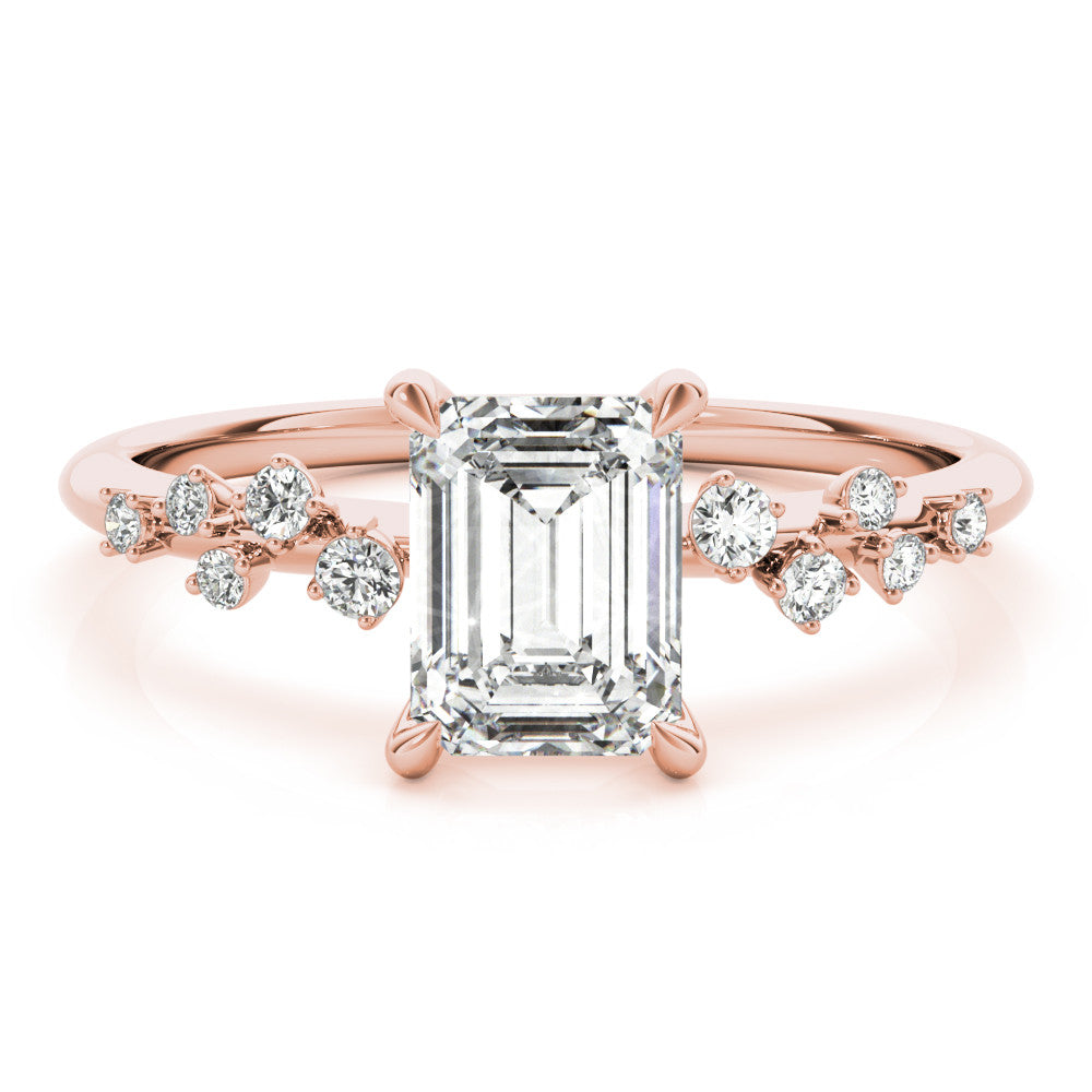 Rose gold Radiant Cut Diamond Vine Band with Four-Prong Setting