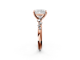Rose gold Radiant Cut Diamond Vine Band with Four-Prong Setting_53