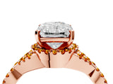 Rose gold Radiant Cut Diamond with Citrine side stone Halo Twist Band Solitaire Prong Setting Ring_16