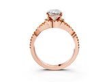 Rose gold Radiant Cut Diamond with Citrine side stone Halo Twist Band Solitaire Prong Setting Ring_27
