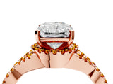 Rose gold Radiant Cut Diamond with Citrine side stone Halo Twist Band Solitaire Prong Setting Ring_34