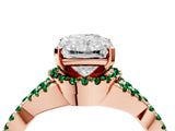 Rose gold Radiant Cut Diamond with Emerald side stone Halo Twist Band Solitaire Prong Setting Ring_28