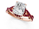 Rose gold Radiant Cut Diamond with Garnet side stone Halo Twist Band Solitaire Prong Setting Ring_25