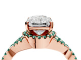 Rose gold Radiant Cut Diamond with Green Sapphire side stone Halo Twist Band Solitaire Prong Setting Ring_40