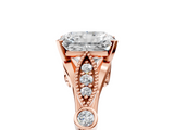 Rose gold Radiant Cut Diamond with Milgrain Marquise and Bezel Accents on a Solitaire Band with Prong Setting_213