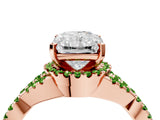 Rose gold Radiant Cut Diamond with Peridot side stone Halo Twist Band Solitaire Prong Setting Ring_28