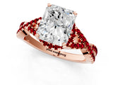 Rose gold Radiant Cut Diamond with Ruby side stone Halo Twist Band Solitaire Prong Setting Ring_31