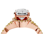 Rose gold Radiant Cut Diamond with Yellow Sapphire side stone Halo Twist Band Solitaire Prong Setting Ring_28
