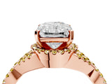 Rose gold Radiant Cut Diamond with Yellow Sapphire side stone Halo Twist Band Solitaire Prong Setting Ring_34