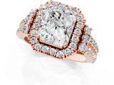 Rose gold Radiant Cut Double Halo Diamond Engagement Ring with Pave Band and Four-Prong Setting_44