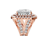 Rose gold Radiant Cut Double Halo Split Shank Diamond Ring with Prong Setting_54