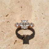 Rose gold Radiant Cut Five-Stone Prong Set Diamond Ring with Classic Band_15