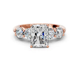 Rose gold Radiant Cut Five-Stone Prong Set Diamond Ring with Classic Band_45