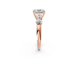 Rose gold Radiant Cut Five-Stone Prong Set Diamond Ring with Classic Band_47