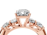 Rose gold Radiant Cut Five-Stone Prong Set Diamond Ring with Classic Band_49