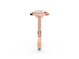 Rose gold Radiant Cut Halo Bezel Diamond Pave Band Ring_11