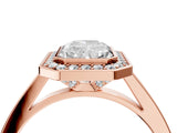Rose gold Radiant Cut Halo Bezel Diamond Pave Band Ring_13