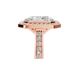 Rose gold Radiant Cut Halo Bezel Diamond Pave Band Ring_14