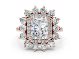 Rose gold Radiant Cut Halo Cluster Diamond Ring with Pave Band and Four-Prong Setting_15