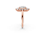 Rose gold Radiant Cut Halo Cluster Diamond Ring with Pave Band and Four-Prong Setting_17