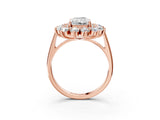 Rose gold Radiant Cut Halo Cluster Diamond Ring with Pave Band and Four-Prong Setting_18