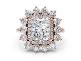 Rose gold Radiant Cut Halo Cluster Diamond Ring with Pave Band and Four-Prong Setting_3