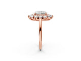 Rose gold Radiant Cut Halo Cluster Diamond Ring with Pave Band and Four-Prong Setting_5