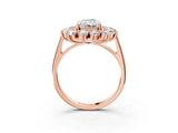 Rose gold Radiant Cut Halo Cluster Diamond Ring with Pave Band and Four-Prong Setting_6