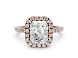 Rose gold Radiant Cut Halo Diamond Engagement Ring with Pave Band and Four-Prong Setting_20