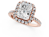 Rose gold Radiant Cut Halo Diamond Engagement Ring with Pave Band and Four-Prong Setting_21