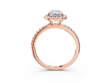 Rose gold Radiant Cut Halo Diamond Engagement Ring with Pave Band and Four-Prong Setting_23