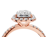 Rose gold Radiant Cut Halo Diamond Engagement Ring with Pave Band and Four-Prong Setting_24