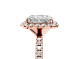 Rose gold Radiant Cut Halo Diamond Engagement Ring with Pave Band and Four-Prong Setting_25
