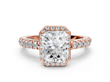 Rose gold Radiant Cut Halo Diamond Engagement Ring with Pave Band and Four-Prong Setting_41