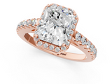 Rose gold Radiant Cut Halo Diamond Engagement Ring with Pave Band and Four-Prong Setting_42